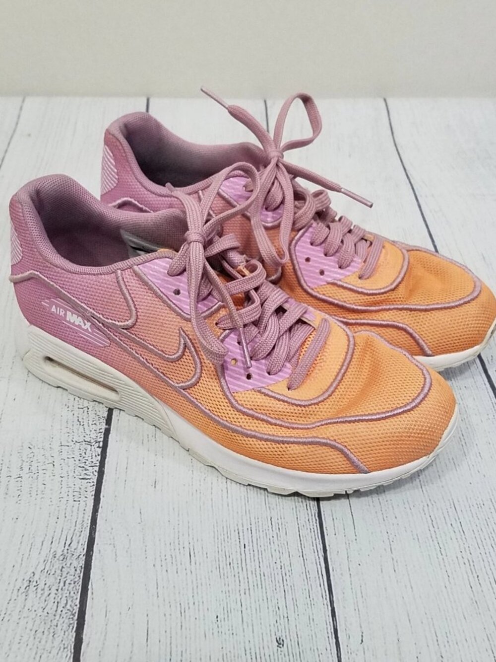 Nike Air Max 90 Ultra 2.0 Sneakers Womens Size 8 Sunset Glow-Orchid 917523-800
